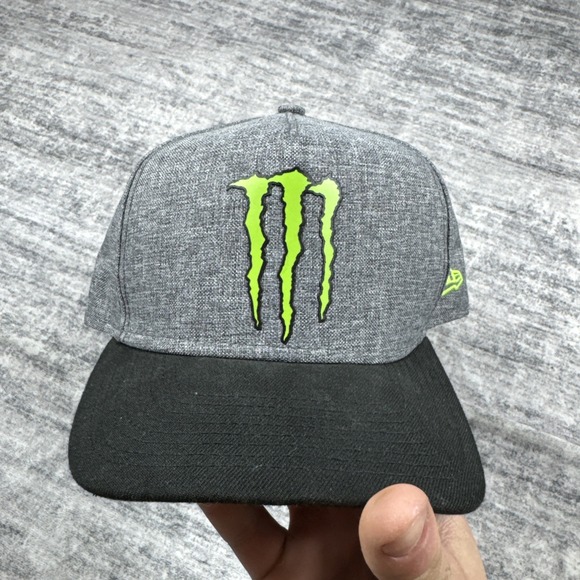 New Era 9FIFTY Monster Energy Hat Men's Adjustable Grey Black Neon Green Cap - Picture 2 of 9